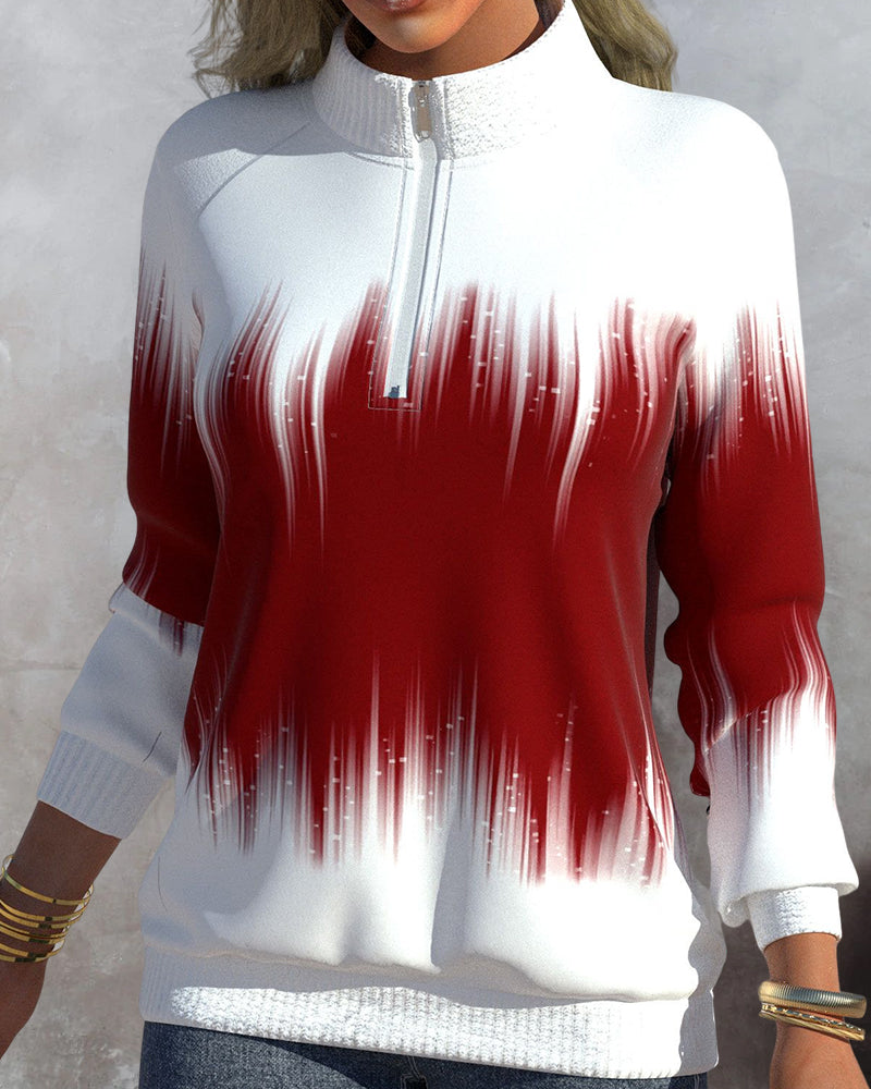 High Neck Gradient Print Sweatshirts