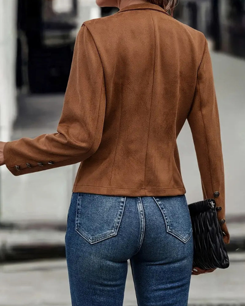 Stylish double-breasted solid color coat