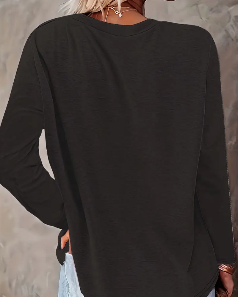 Snowman Print Crew Neck Casual Long Sleeve Top