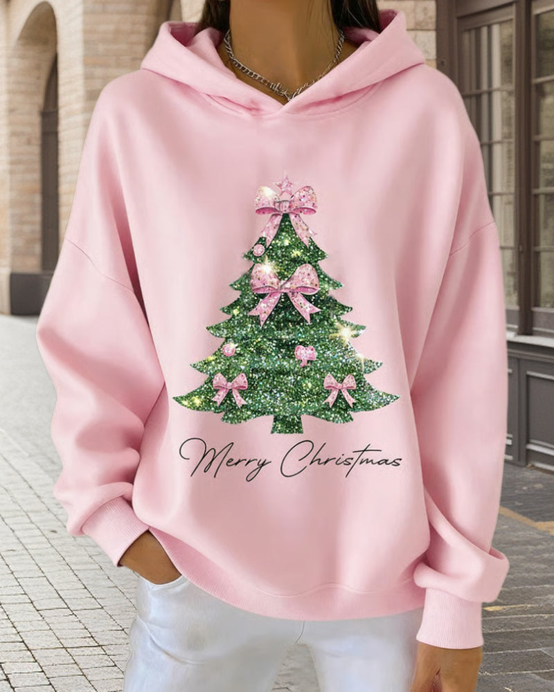 Hooded Casual Christmas Print Sweatshirt