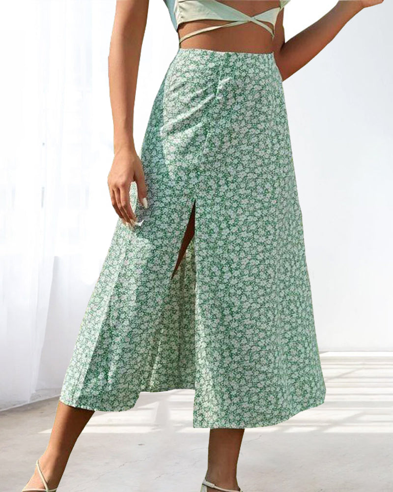 Slit mid waist bag hip skirt