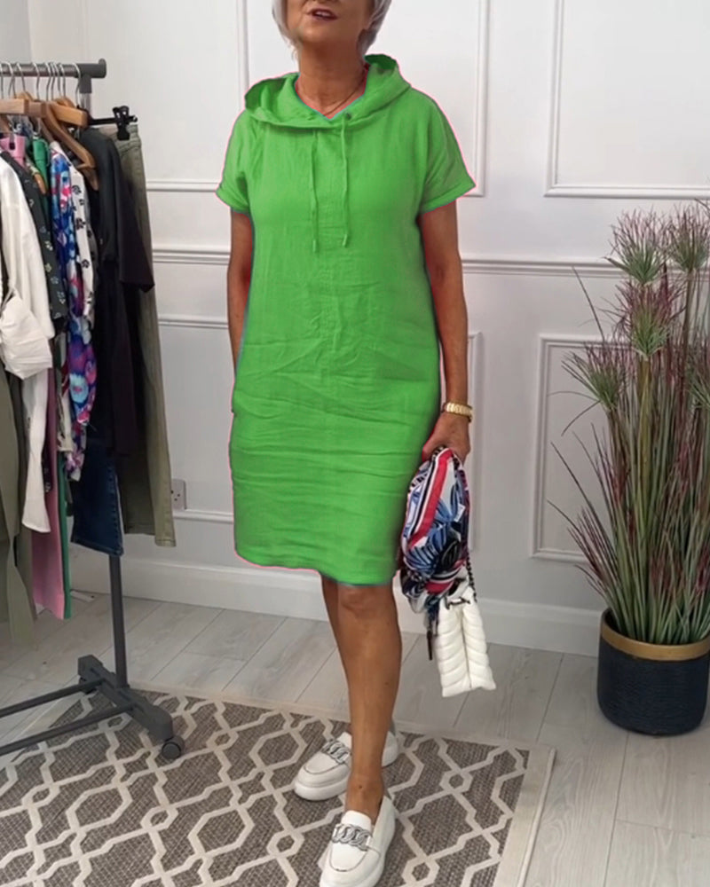 Hooded short sleeve casual dress