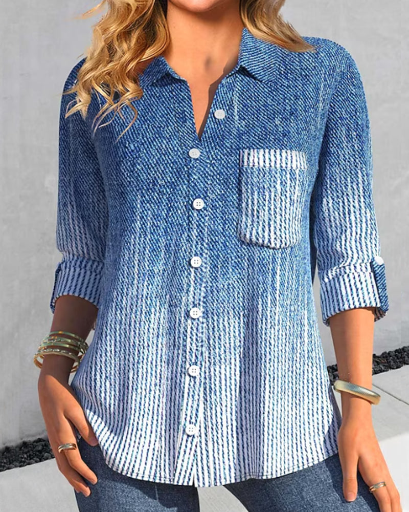 Breasted Blouses with pocket