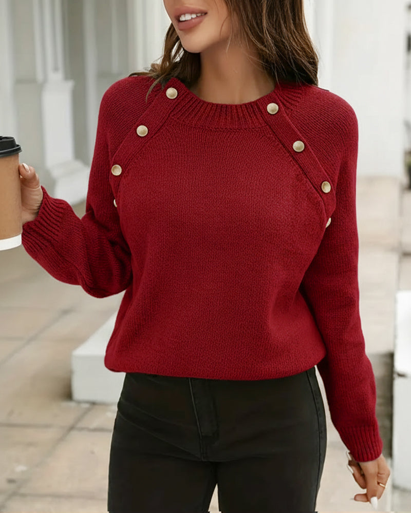 Button-Down Crew Neck Jumper