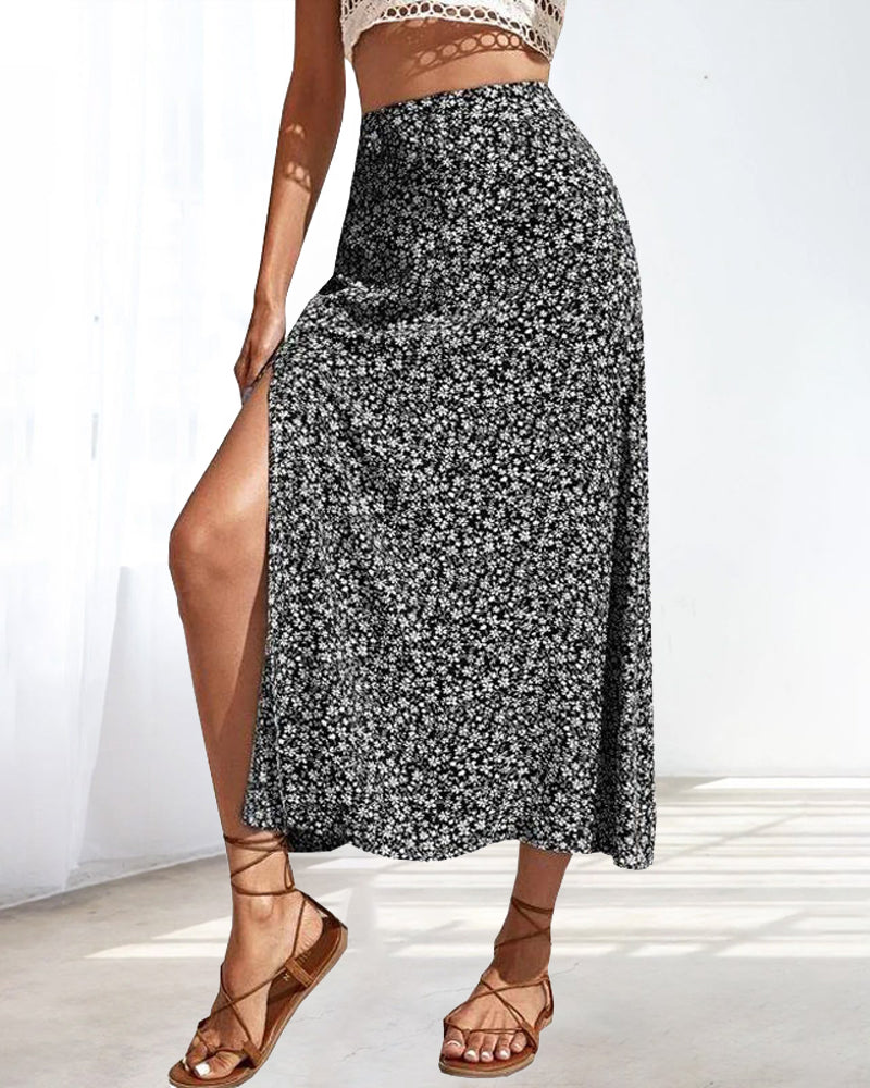 Slit mid waist bag hip skirt