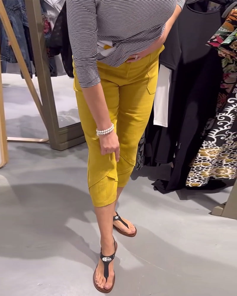 Casual Tapered Cotton And Linen Cropped Pants