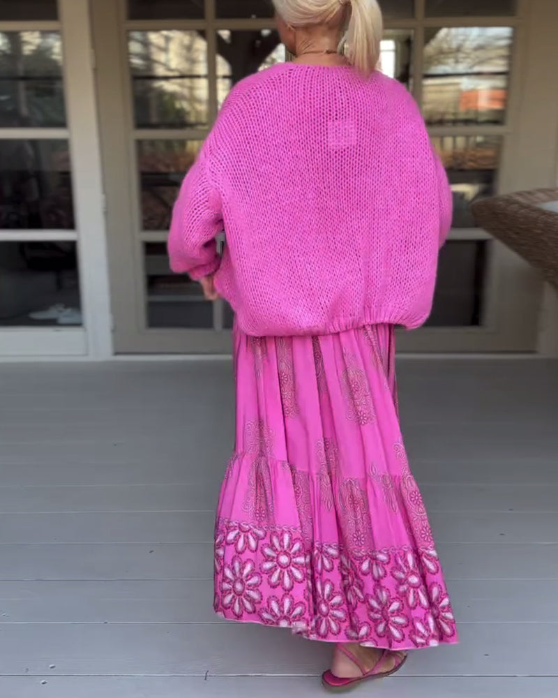 Solid color long sleeve casual cardigan