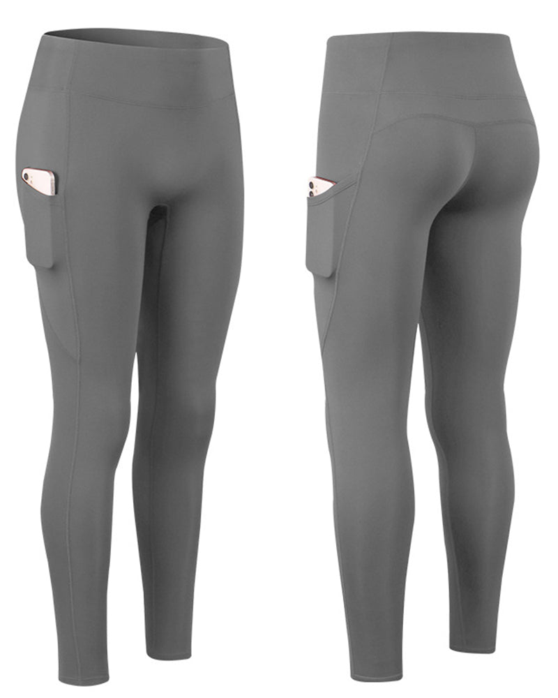 Solid color leggings with fleece pockets