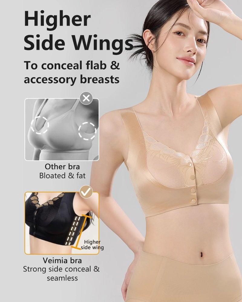 Front Buckle Satin Lace Bra