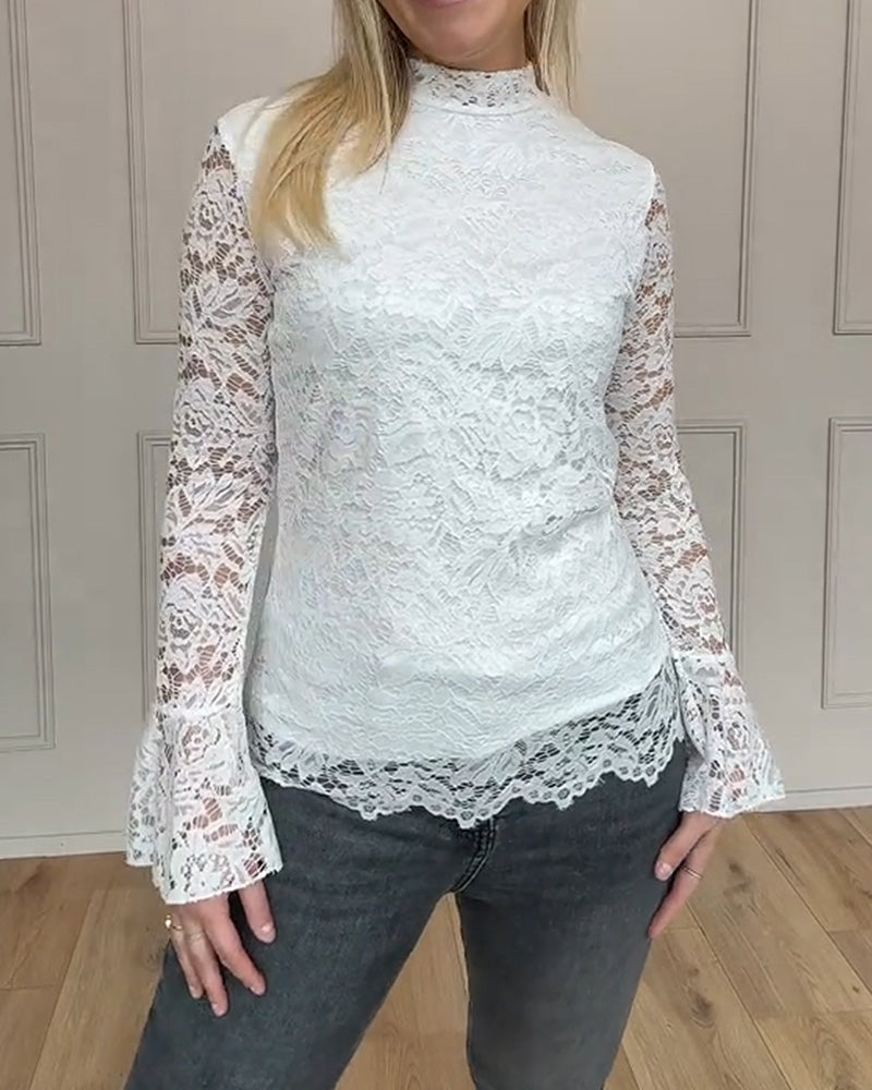Bell-Sleeve Lace Top