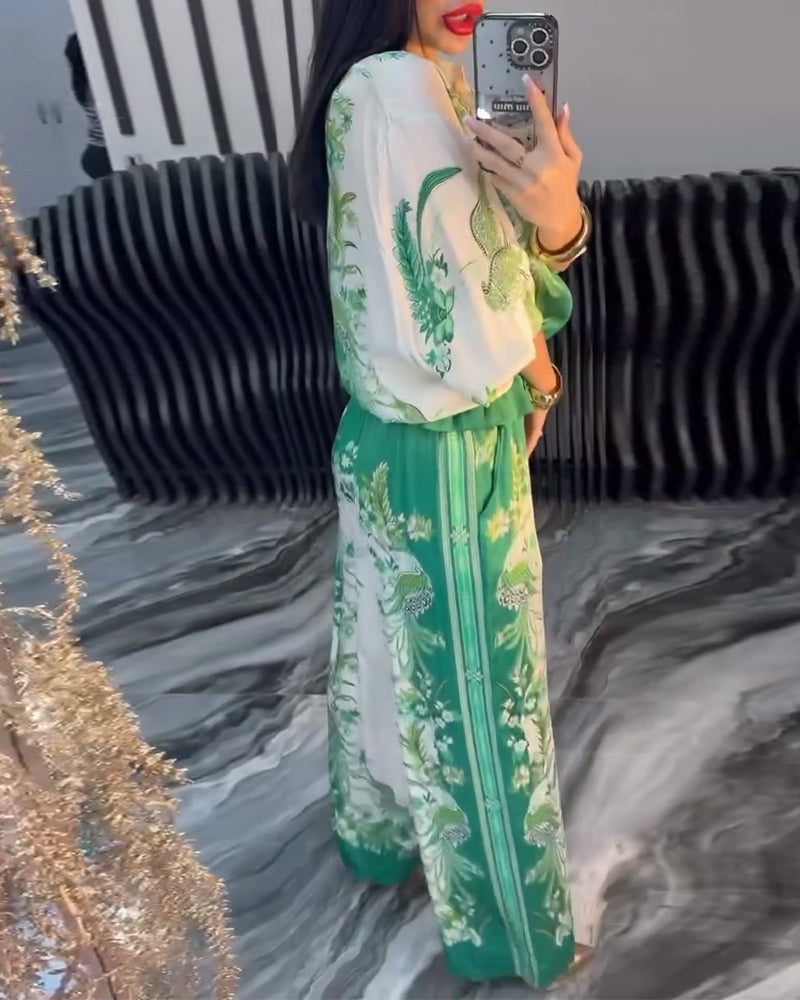 Temperament Stand Collar Zipper Wide Leg Suit