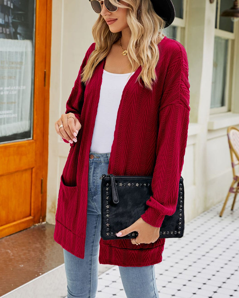 Solid color casual cardigan