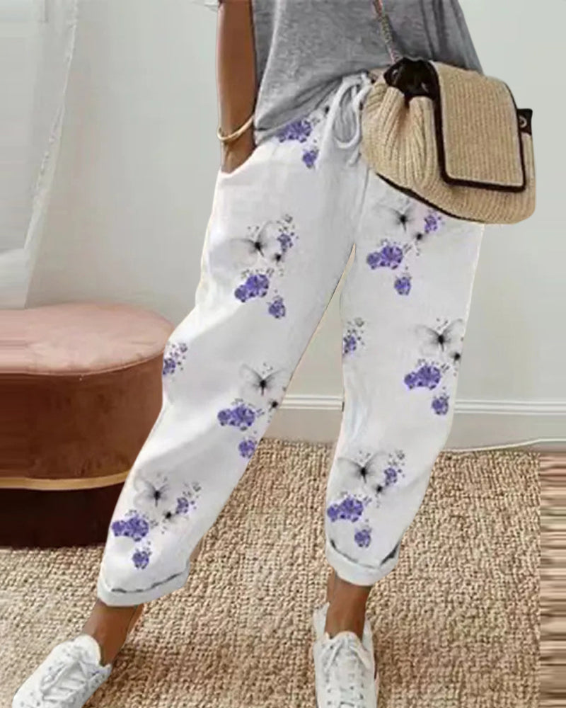 Women's cotton linen casual pants