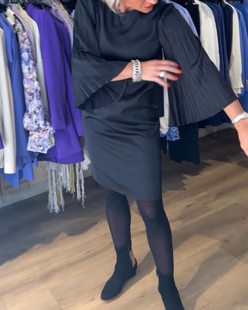 Bell sleeve round neck dress