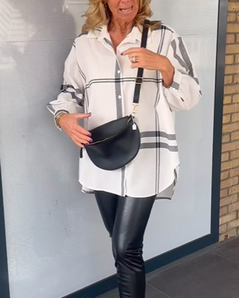 Casual lapel plaid shirt