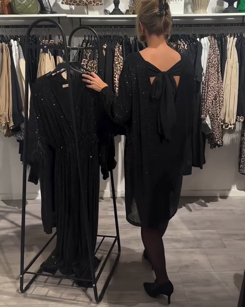 Elegant Backless Strappy Sequin Dress