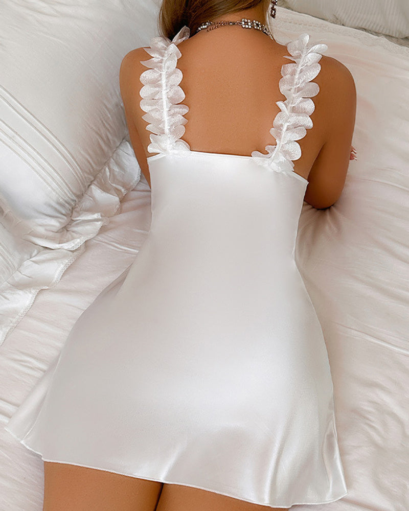 Floral Suspender Satin Nightdress