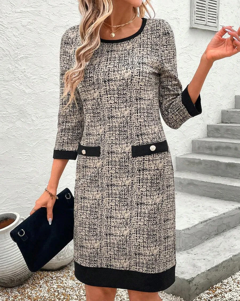 Casual Round Neck Slim Knee-Length Dress
