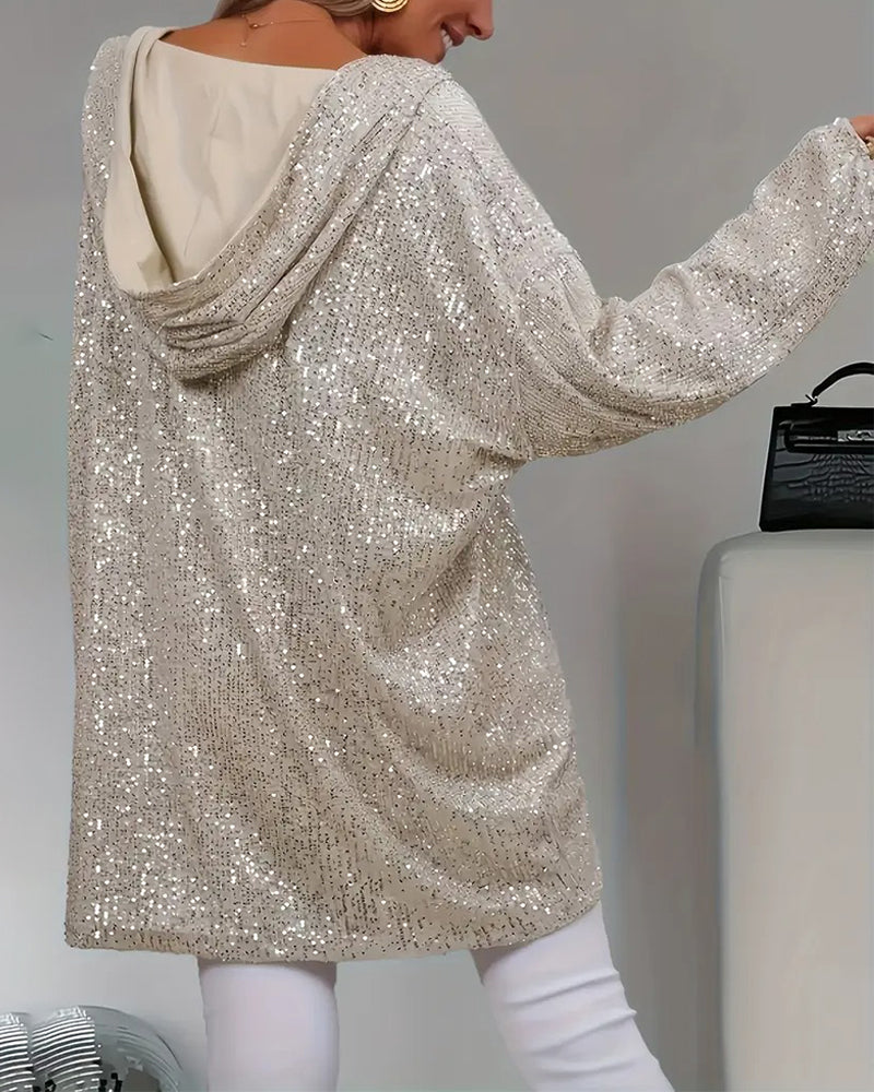Women's Sparkly Sequin Loose Hoodie