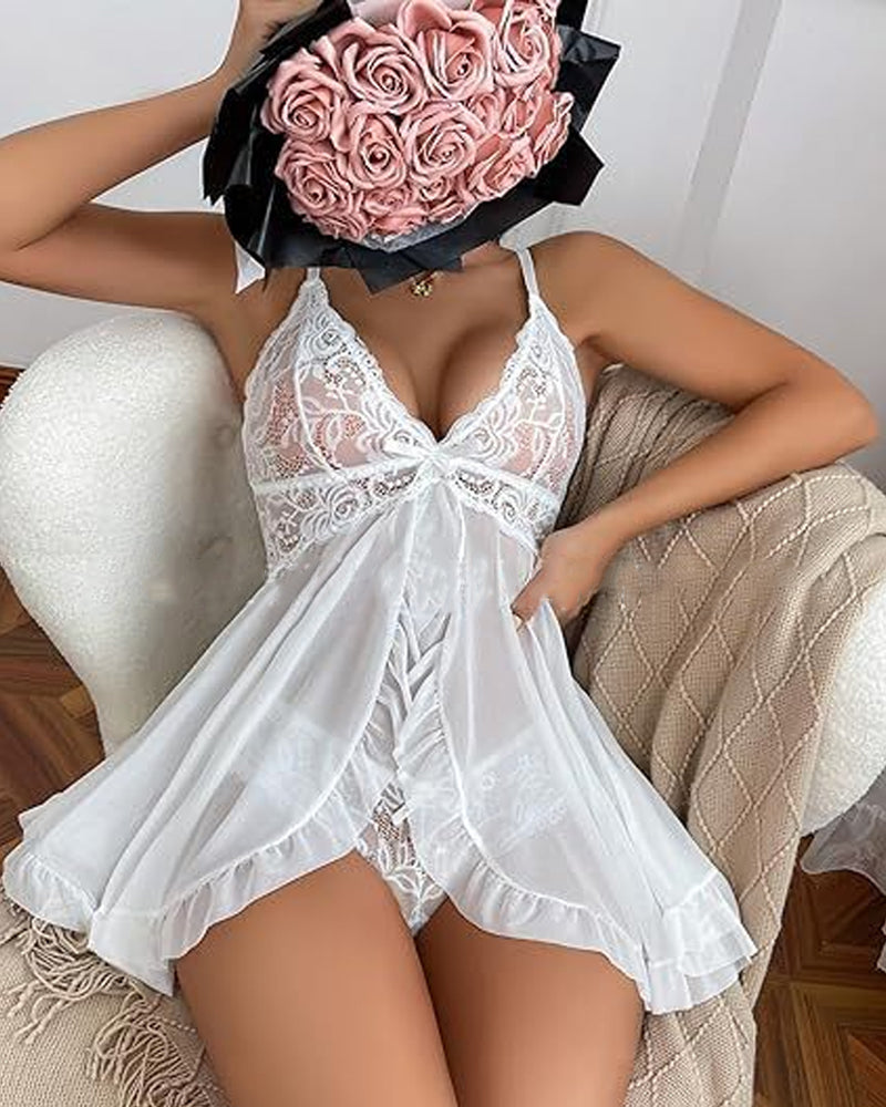 See-Through Mesh Sexy Nightdress Set