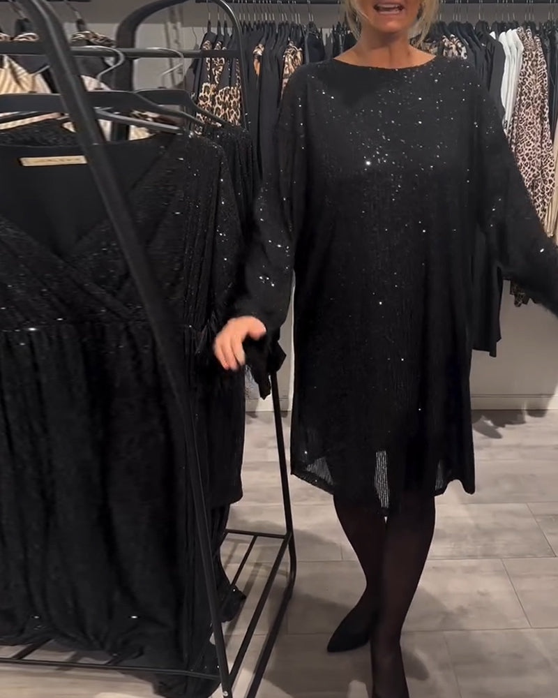 Elegant Backless Strappy Sequin Dress