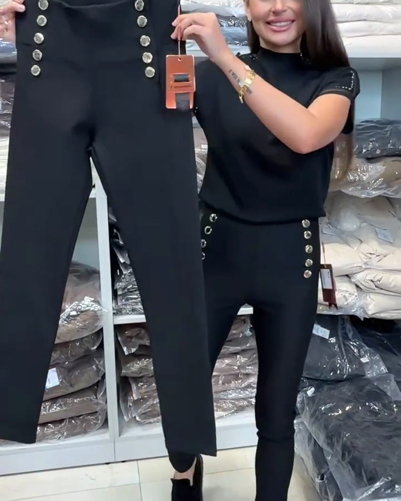 Stylish Button-Up Stretch Pants