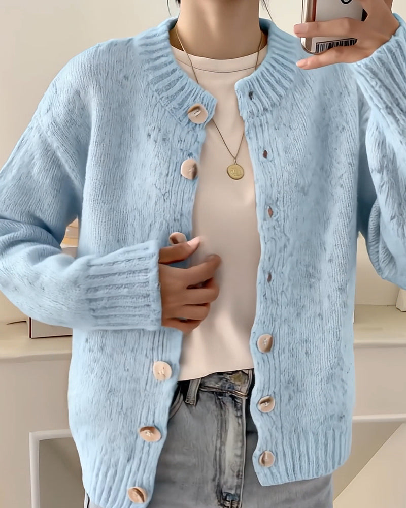 Comfortable Solid Color Cardigan Sweater