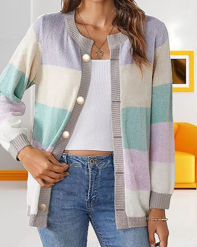 Colorblock cardigan for kvinner