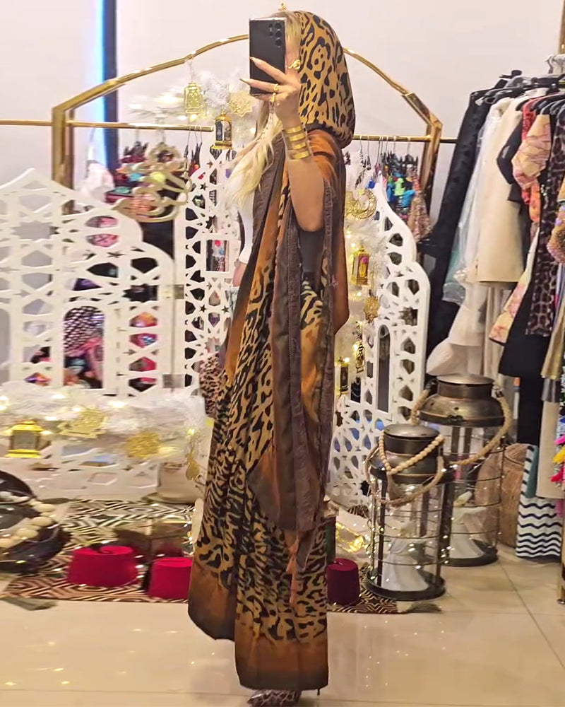 Batwing Sleeve Leopard Print Coat