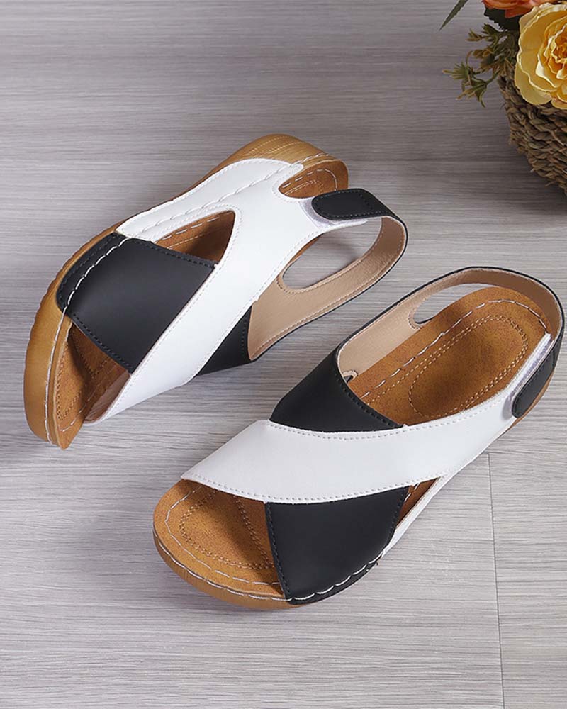 Colorblock Wedge Casual Sandal