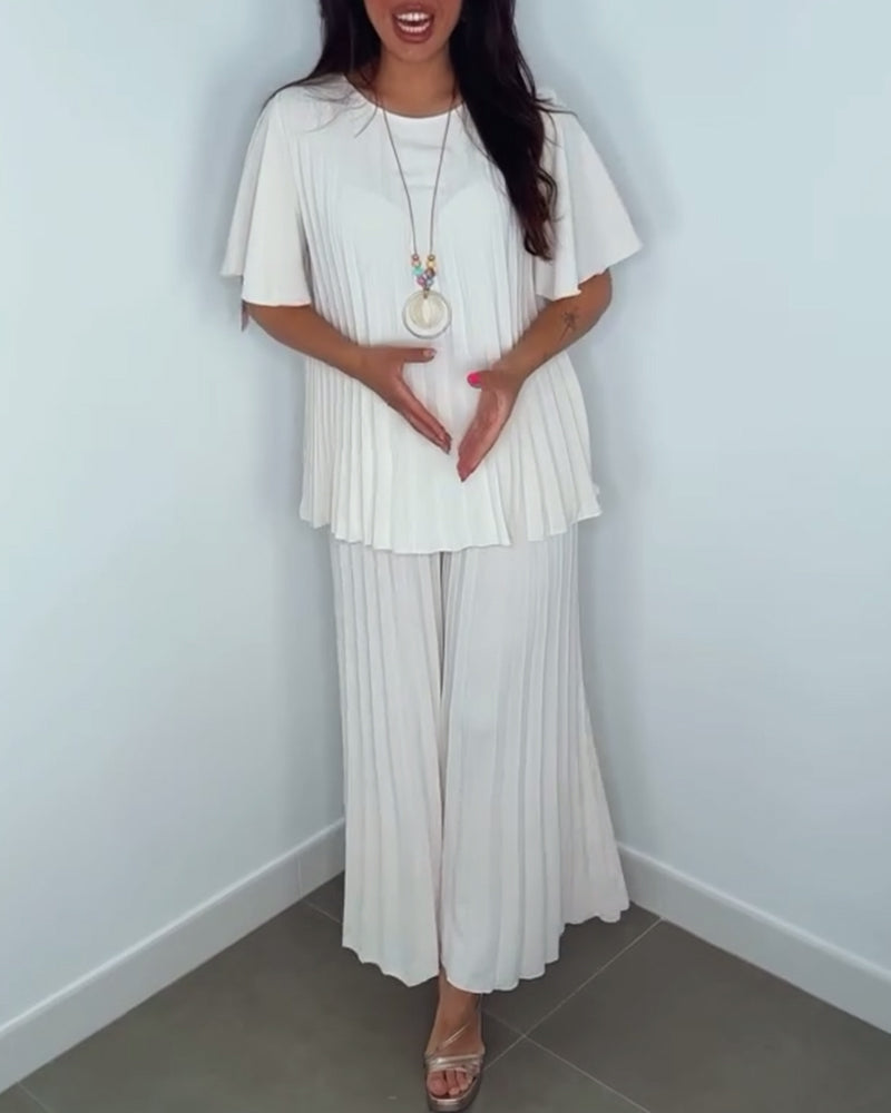 Solid color pleated loose sets