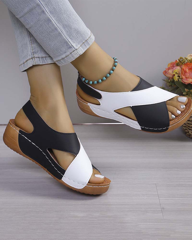 Colorblock Wedge Casual Sandal