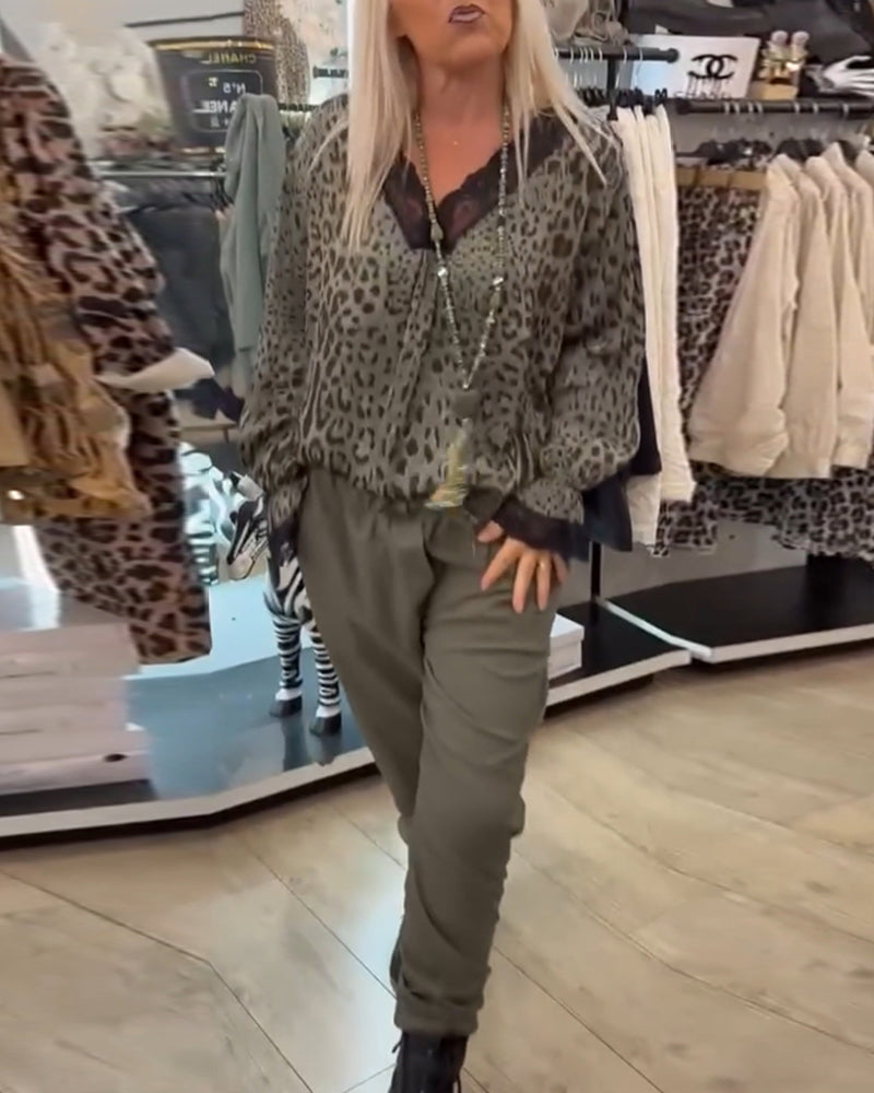 Solid color drawstring casual pants