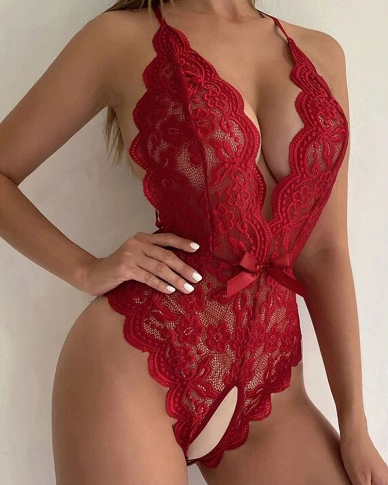 Halter Neck Lace Bodysuit