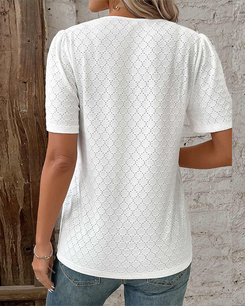 Bubble Sleeve Solid Color Top