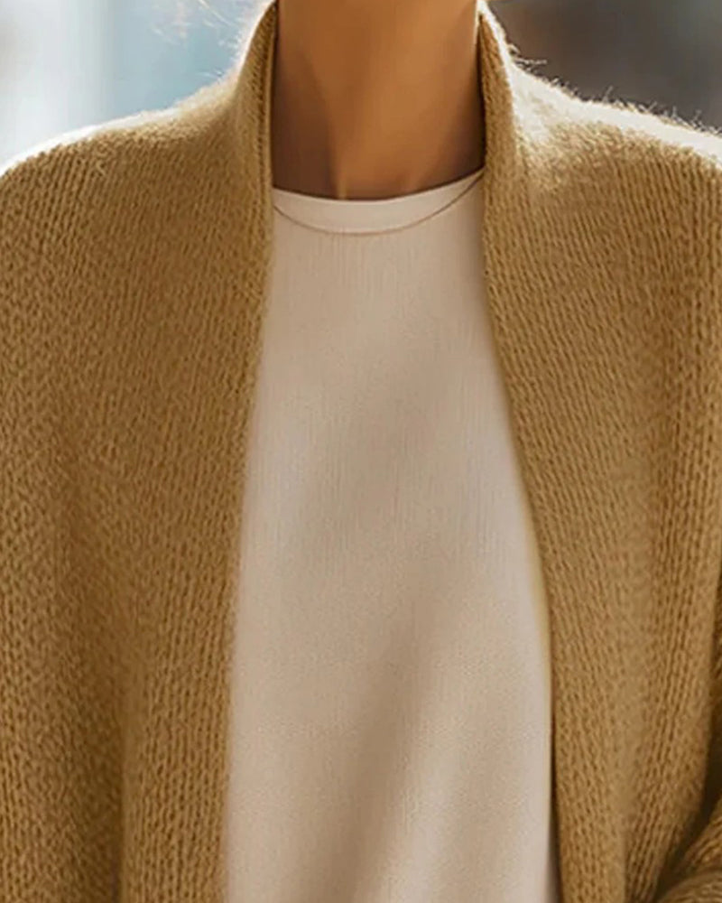 Stylish Solid Color Lantern Sleeve Cardigan