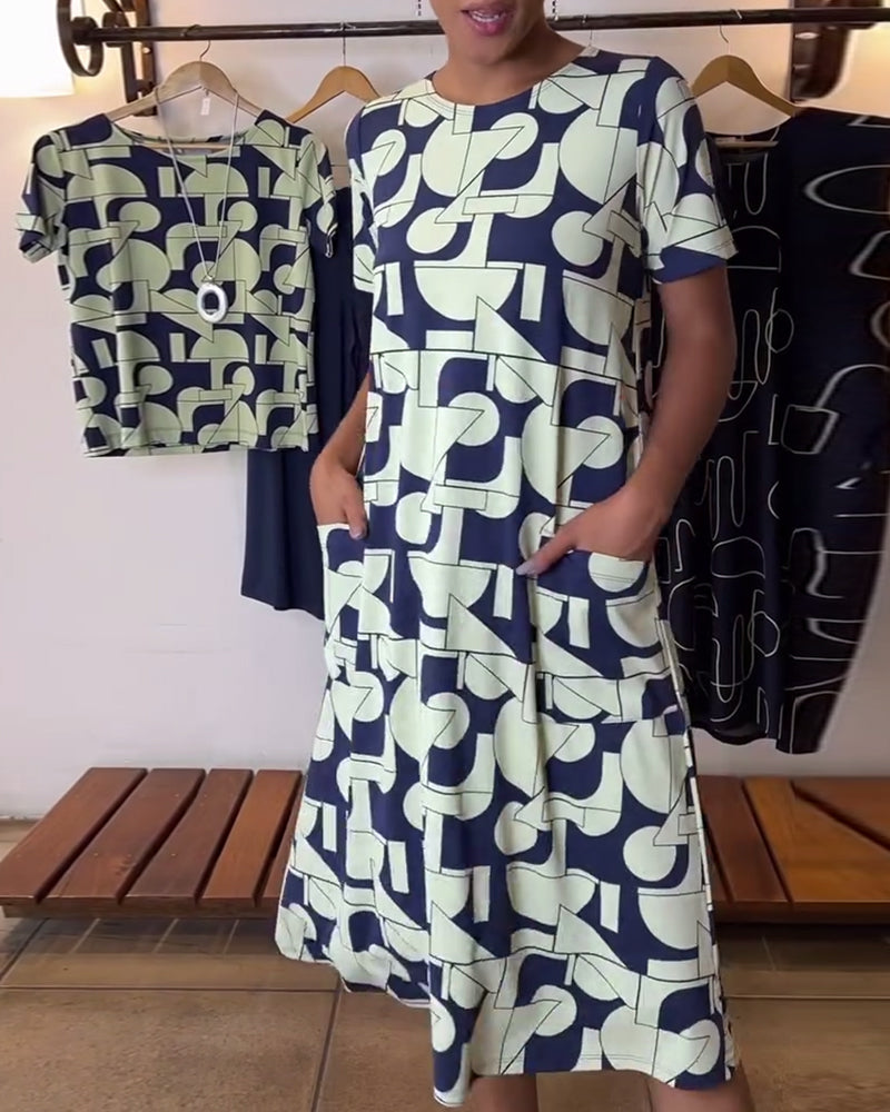 Casual Everyday Round Neck Printed Dress