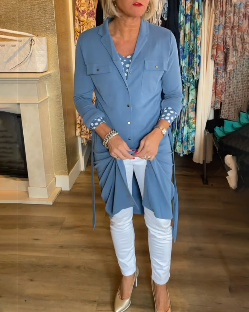 Casual solid color button down coat