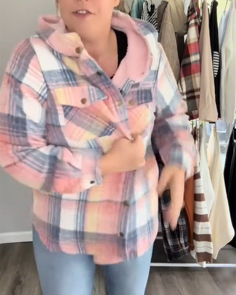 Plaid Hooded Woolen Coat