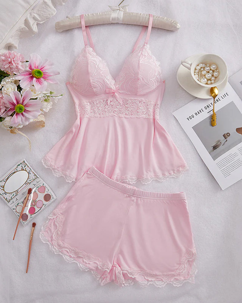 Lace V-neck Camisole and Shorts Sleepwear Set