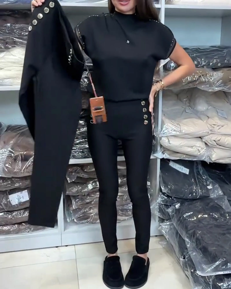 Stylish Button-Up Stretch Pants