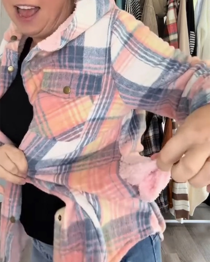 Plaid Hooded Woolen Coat