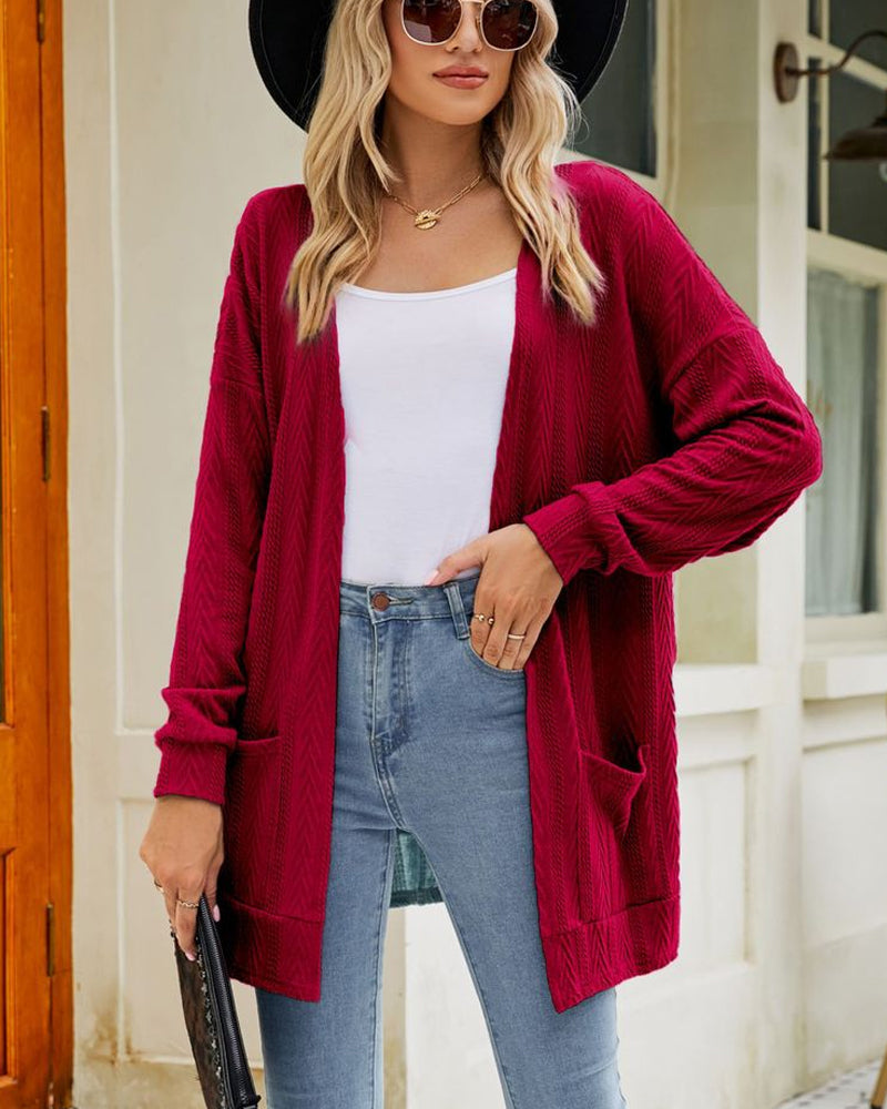 Solid color casual cardigan