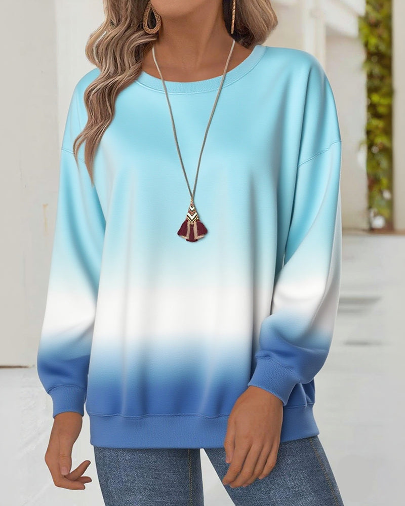 Casual Gradient Crew Neck Sweatshirt