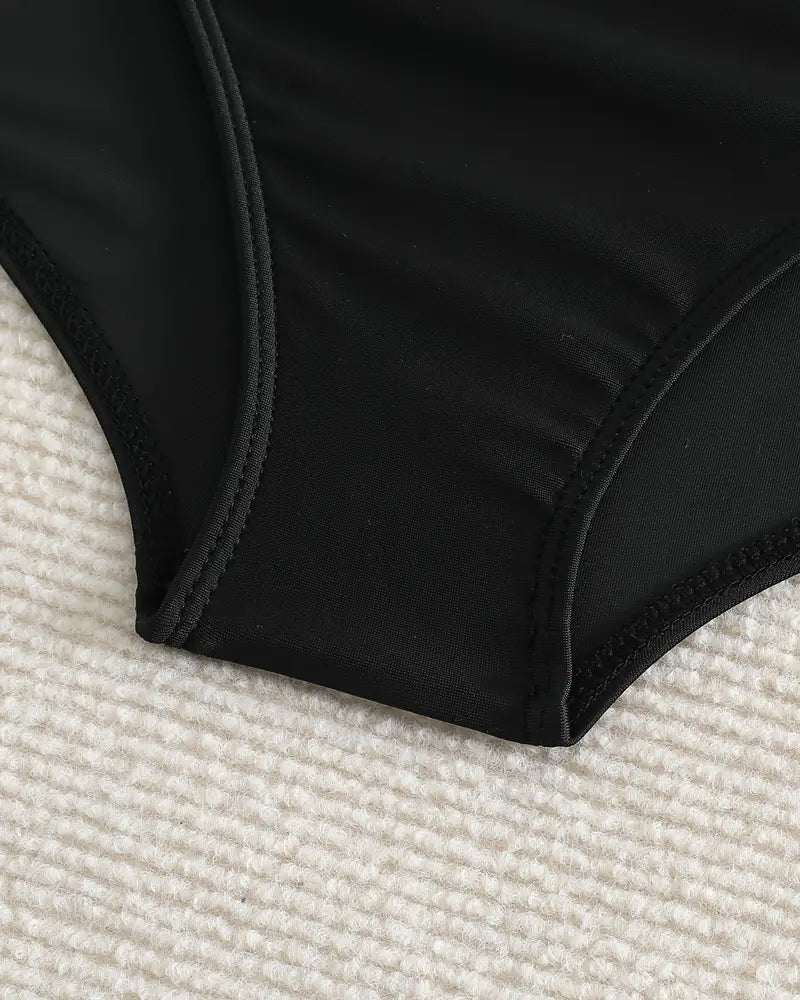 Pleated Solid High Waist Swimwear Bottom