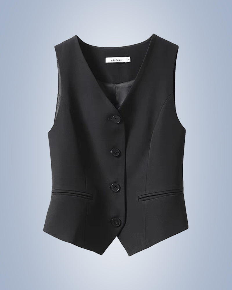 Solid color women's suit vest jacket