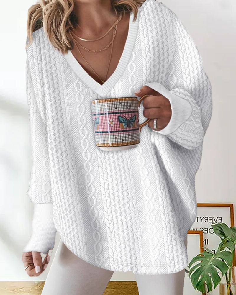 V neck long sleeve sweatshirt
