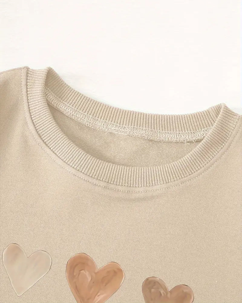 Colorful Heart-Shaped Pullover Sweatshirt