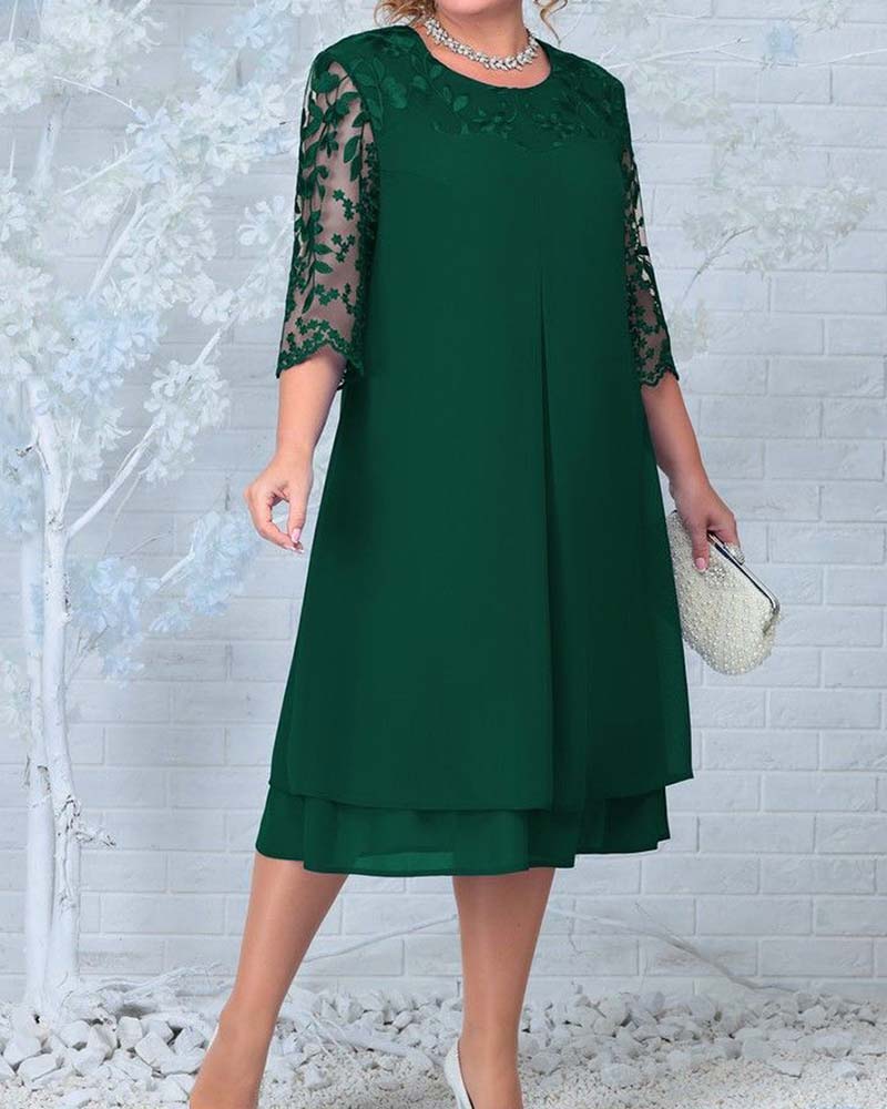 Casual Loose Embroidered Chiffon Dress