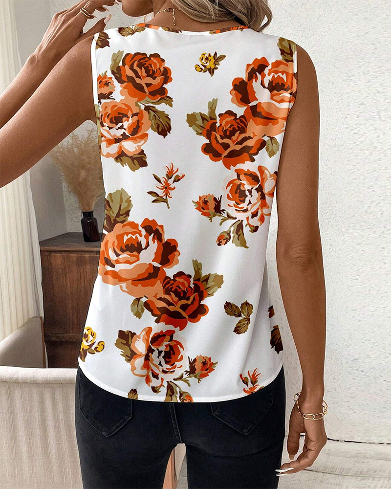 Casual sleeveless floral top